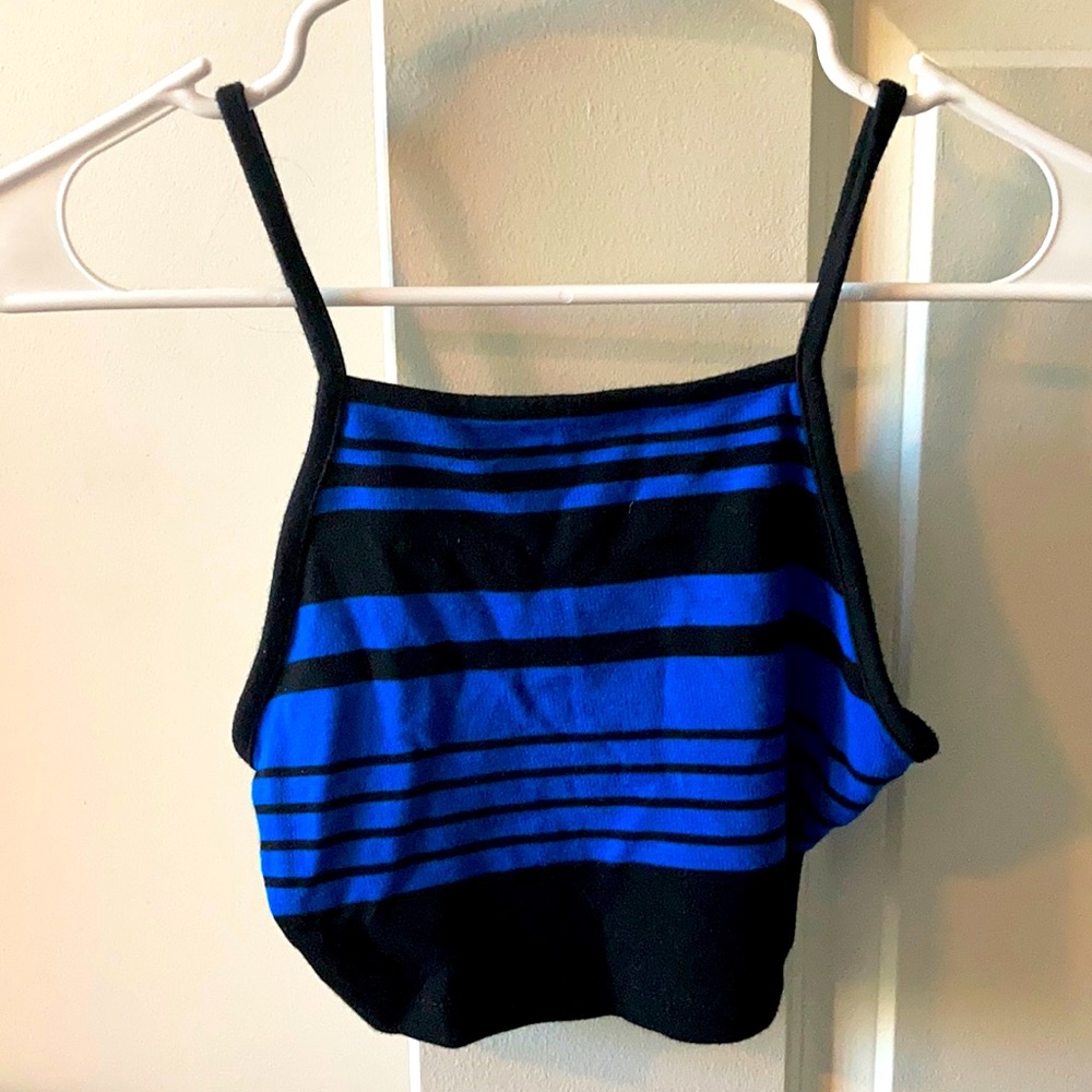 Blue and black crop top